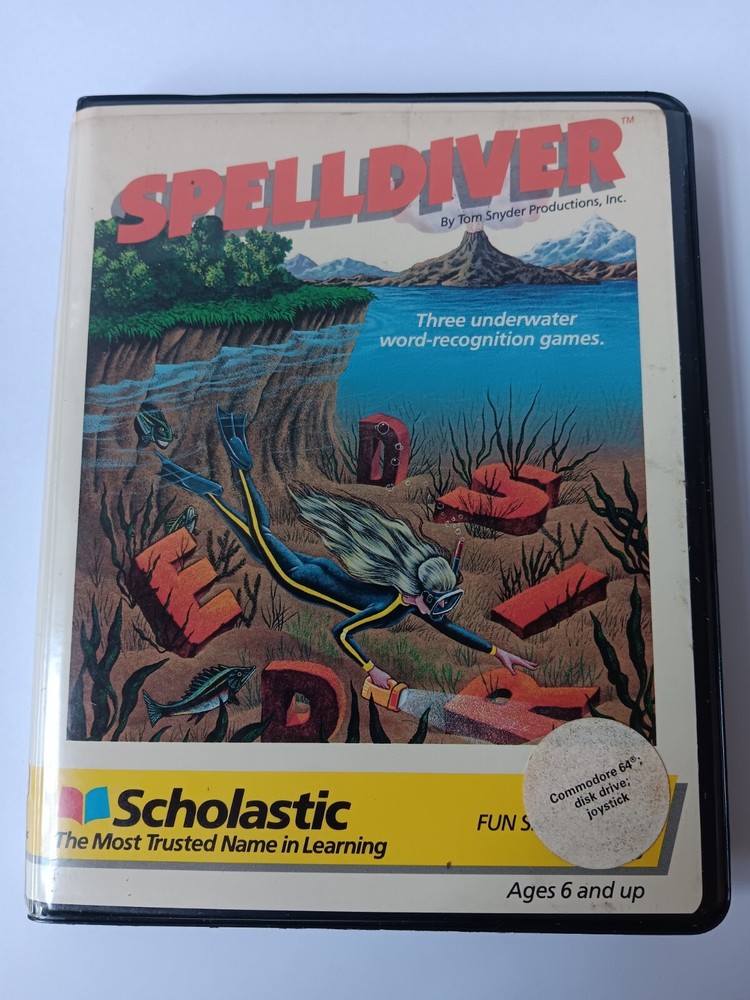 Commodore 64 Spell Diver Computer Game Software Tested/Works Scholastic