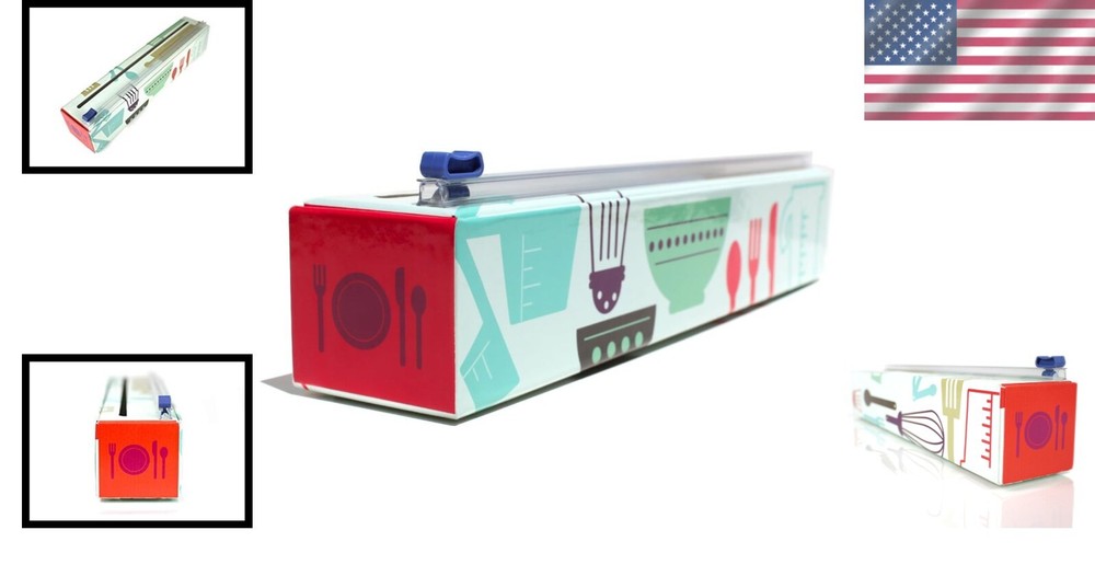 Efficient Kitchen Tool: Refillable Plastic Wrap Dispenser with Stability Feet