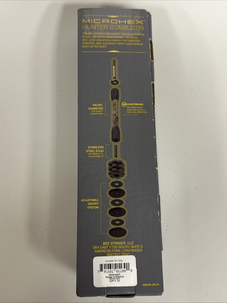 Bee Stinger MicroHex 10" Stabilizer in Grey - B Stinger- Gray