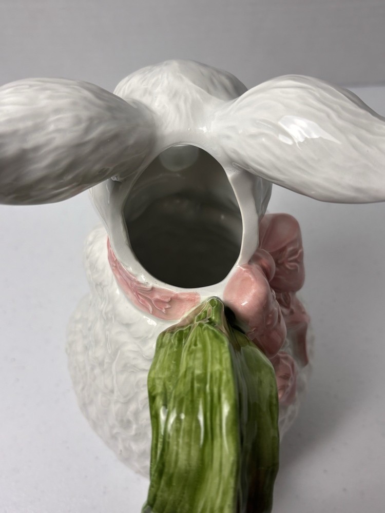 Vintage Easter Bunny Rabbit Ceramic Pitcher By Cheryl Johnson Japan 8.25”
