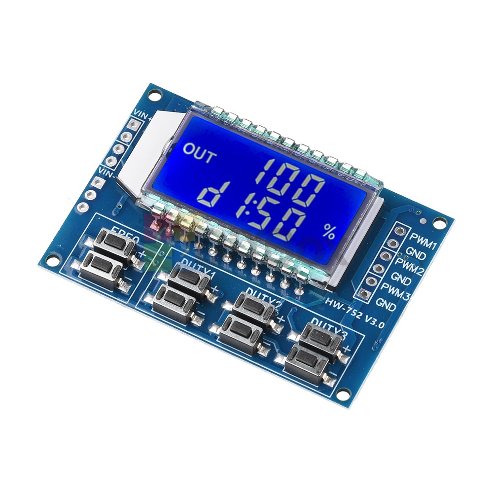 PWM Pulse Wave Frequency Duty Cycle Adjustable Module 3-Channel Signal Generator