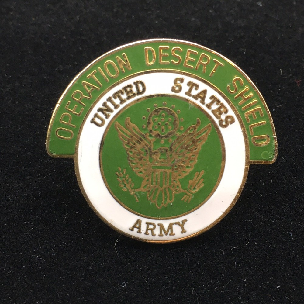 Operation Desert Shield US Army Eagle Enamel Hat Collar Jacket Pin