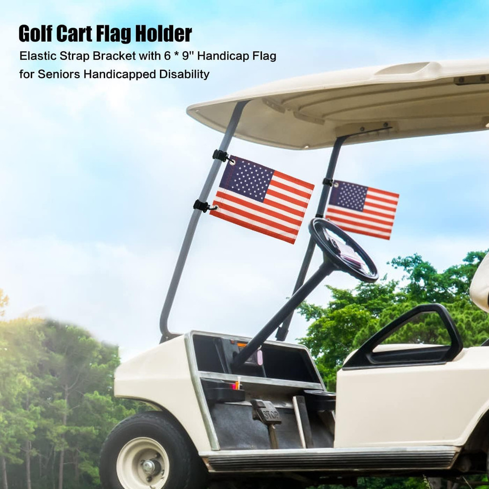 Easy Installation Golf Cart Flag Holder,2 Pack Elastic Strap Bracket with 6 * 9'