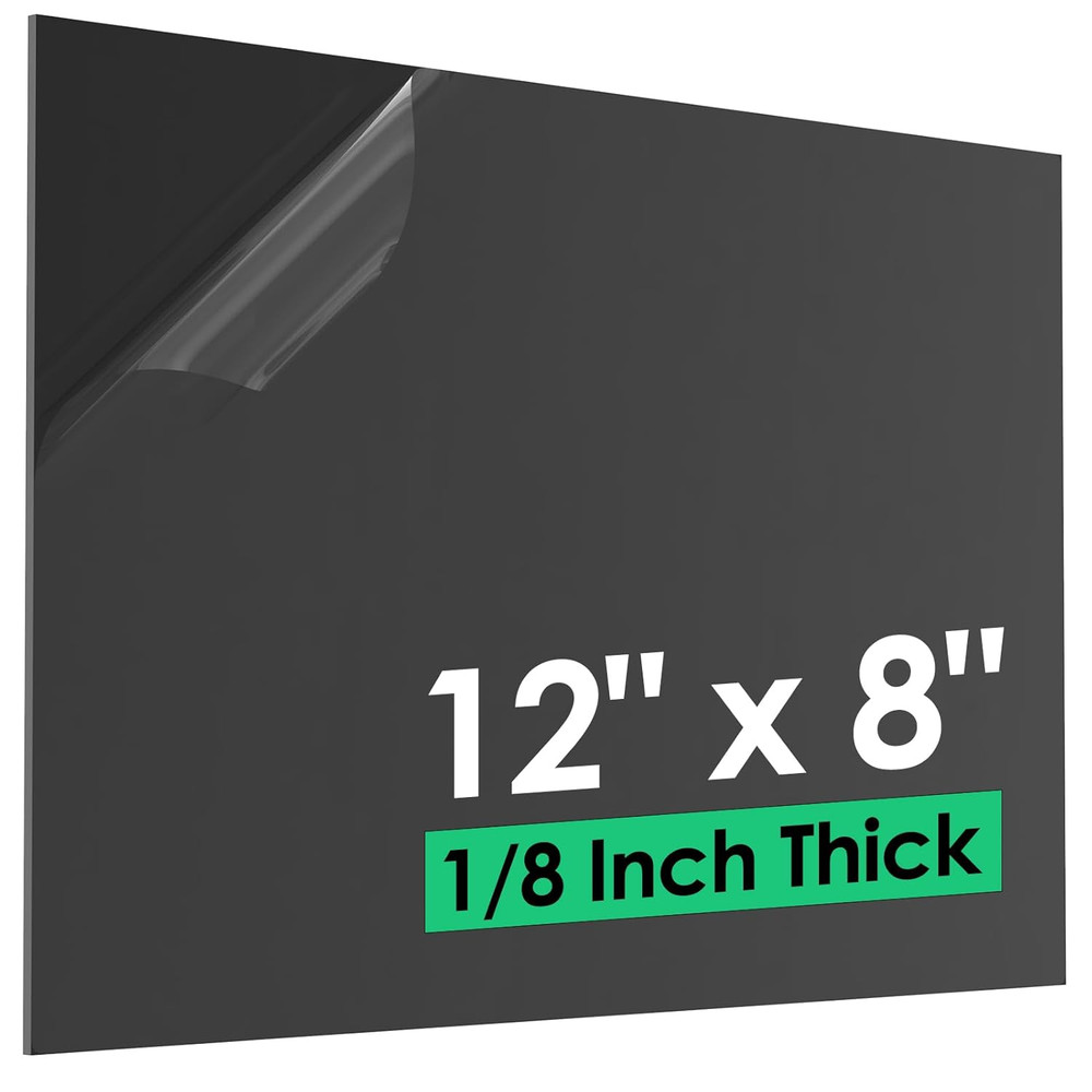 ABS Sheet 1/8 Inch Thick (3mm) - 12" x 8", Black Plastic Sheet Waterproof Rig...