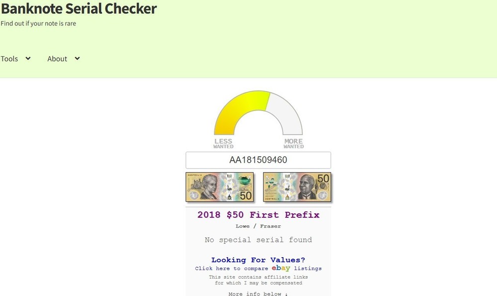 2018 $50 First Prefix Lowe Fraser AA181509460