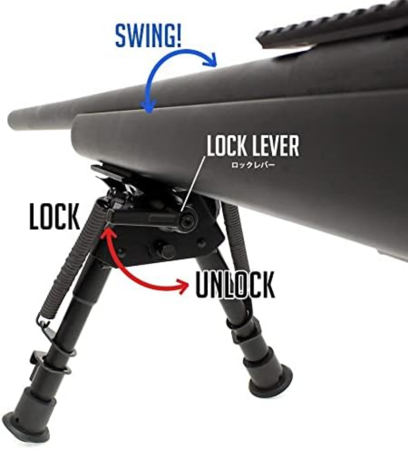 6" to 9" Adjustable Pivot / Rotating Spring Return Rifle Bipod Adjustable Legs