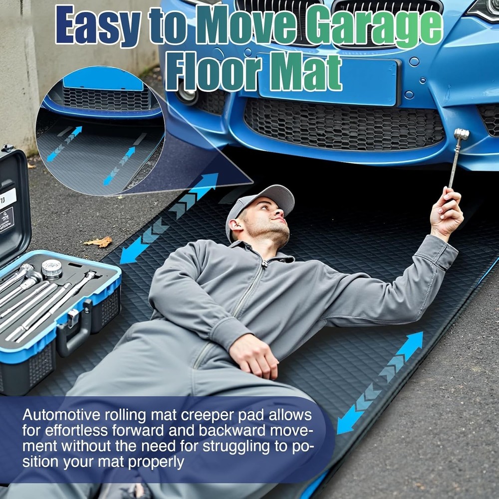 Compact 58" Rolling Mechanics Pad for Comfortable Car Repairs on Any Surface