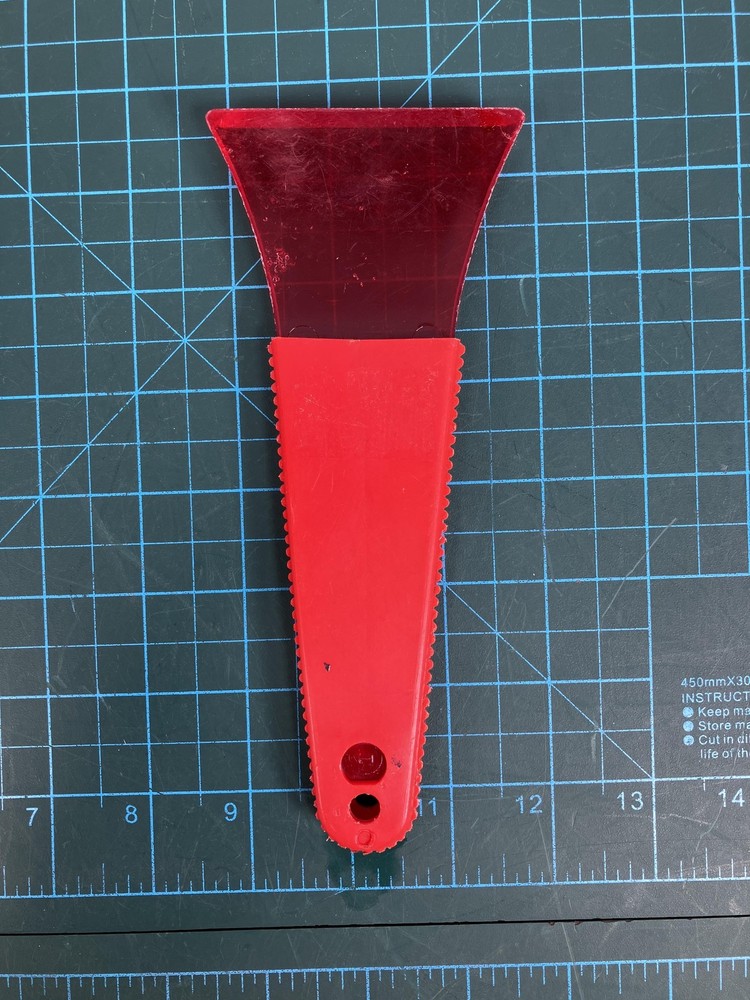 Vintage Red Ice Scraper Multipurpose Tool Car Windshield Windows Cleaning