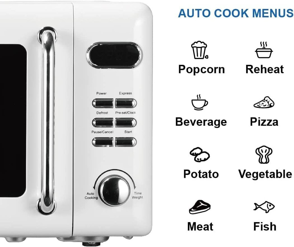 Horno microondas compacto de encimera con control de botones