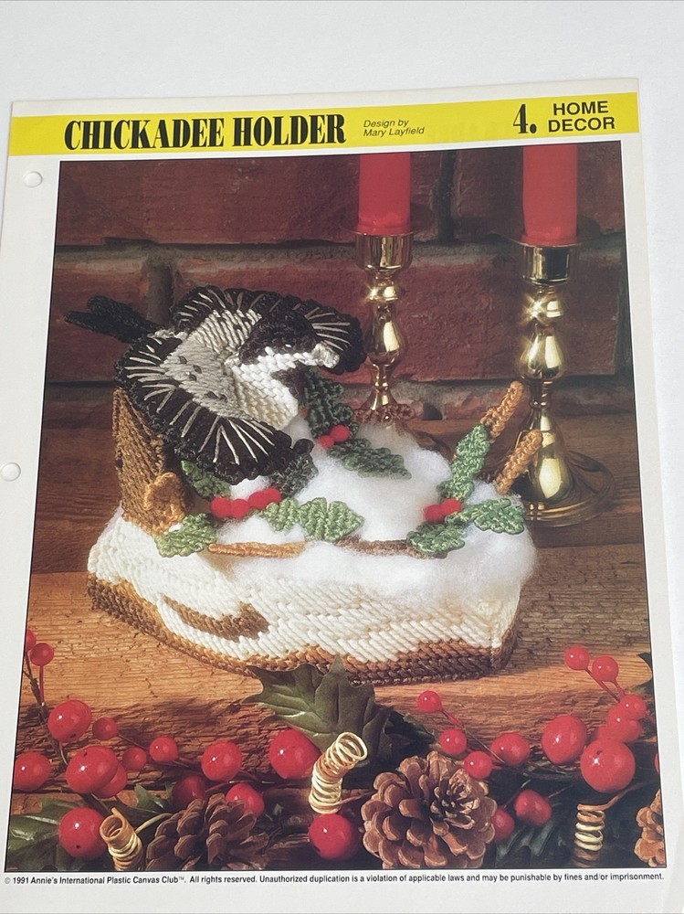 Chickadee Holder Annie's Attic Plastic Canvas Pattern