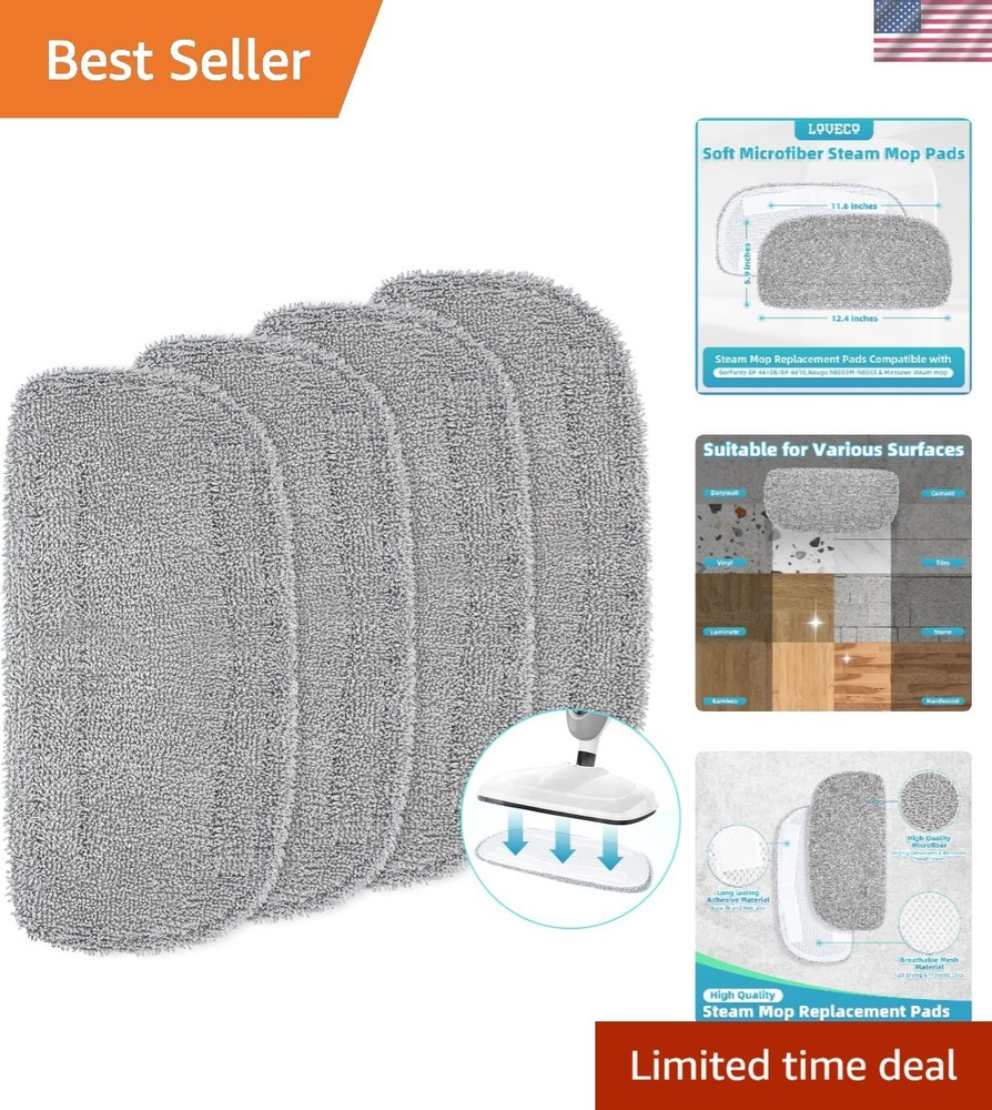 Washable Microfiber Steam Mop Replacement Pads for All Surface Cleaning