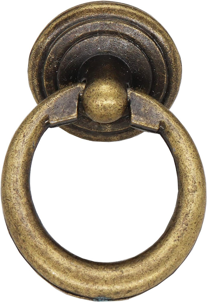 8Pcs Antique Vintage Drawer Cupboard Drop Ring Knobs Pulls, Bronze, Single Hole