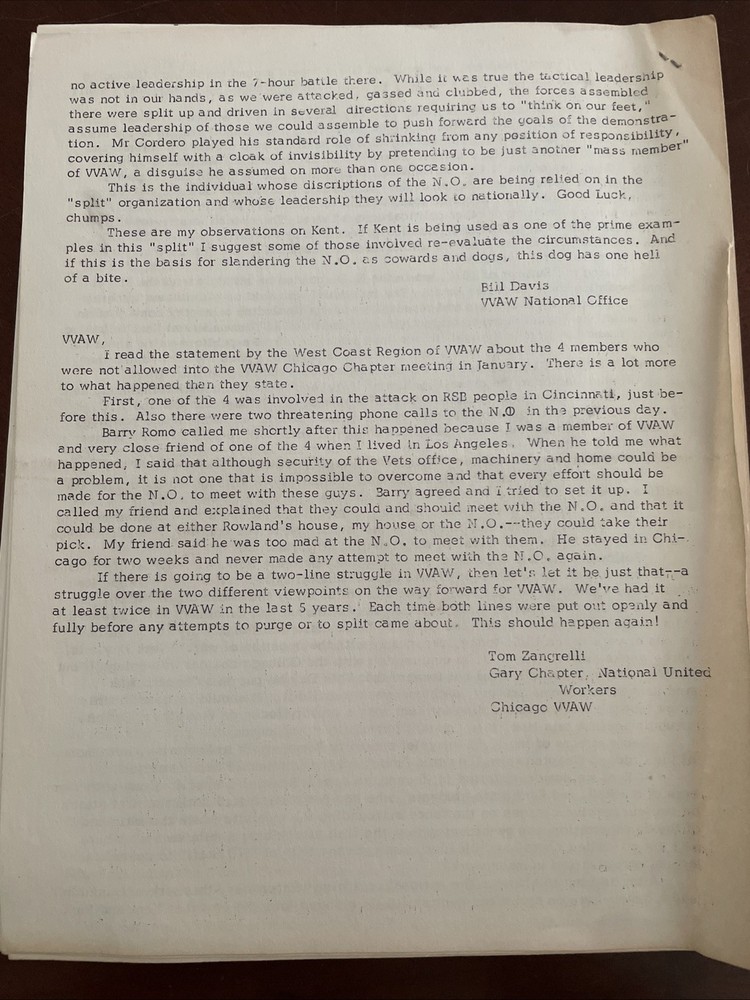 VVAW Guidon #65 + 1978 Internal Docs on Group Split, Rare Antiwar Ephemera