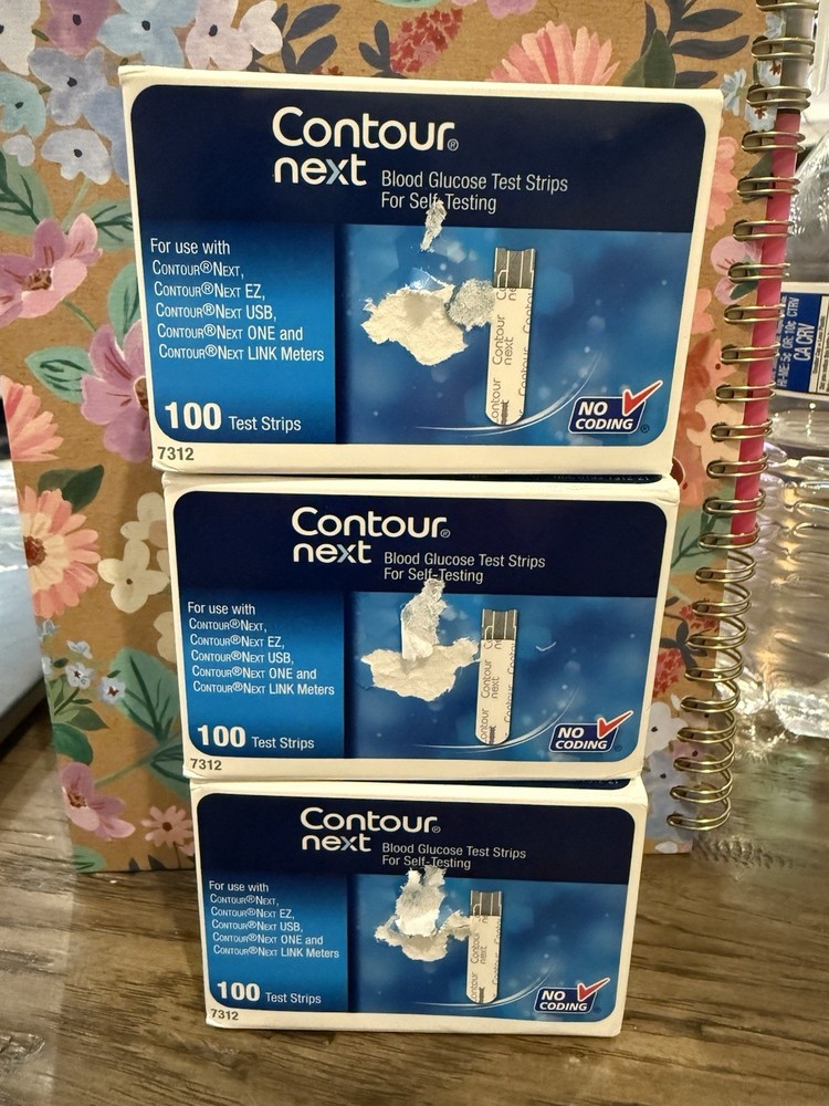 Contour Next Glucose Blood Test Strips - 100 Strips (3 Boxes) Both Boxes EXPIRED
