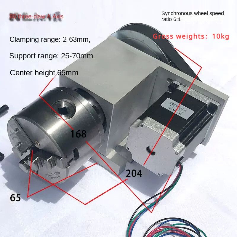 Use for 80mm Chuck 4th Axis CNC Machine Drilling and Milling Router