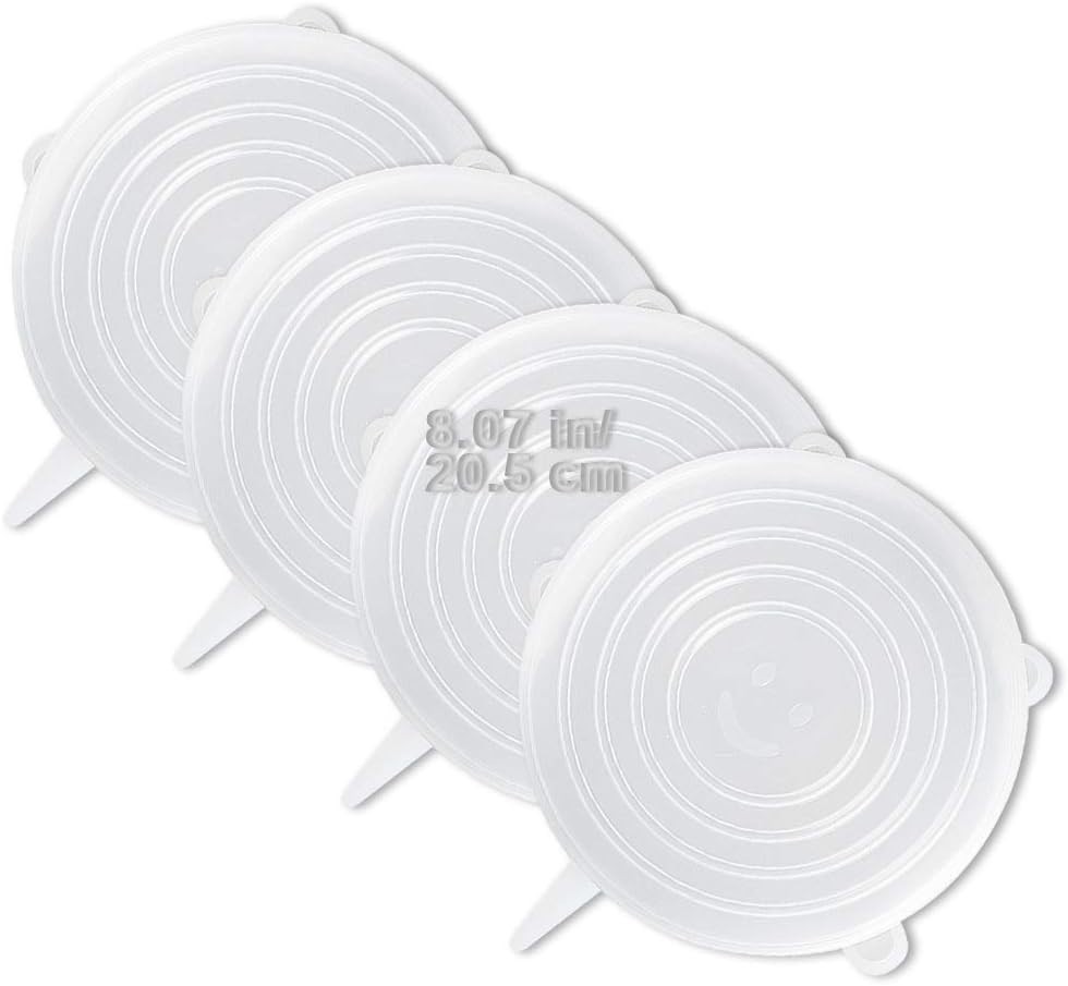 4 Pack Same Size Silicone Stretch Lids, Thicker Reusable Sturdy Silicone Cont...