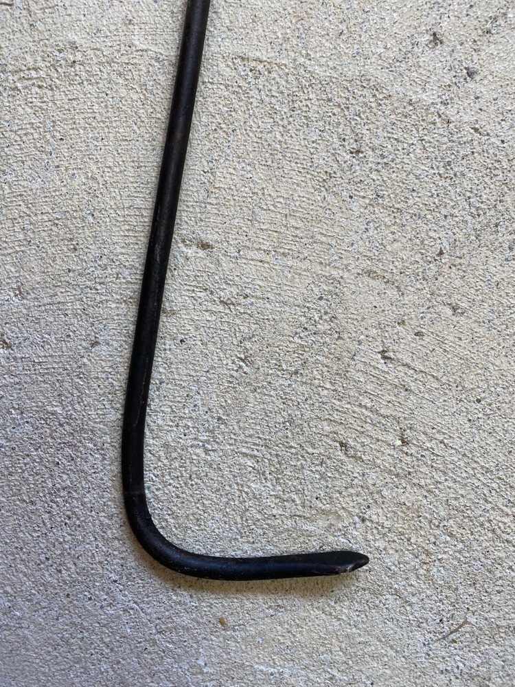 Vtg 20" Long Cast Iron Coil Handle Fire Stove Poker Hook Coil Spring Handle