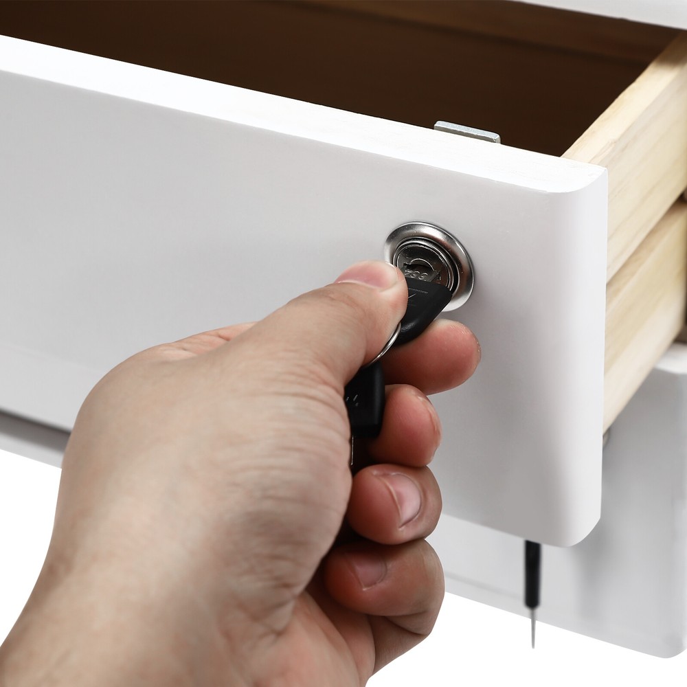 Compact Wooden 2-Drawer Desk Organizer Cabinet - Lockable Storage Solution
