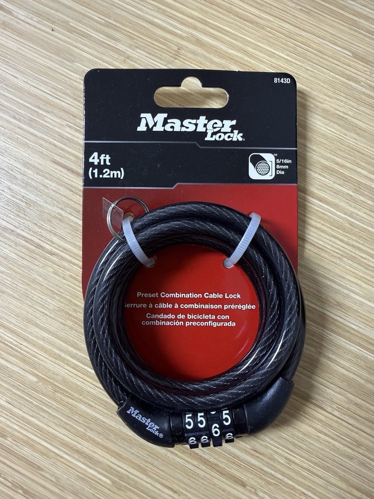 Master Lock 4 FT Bike Cable Lock With Combination Code