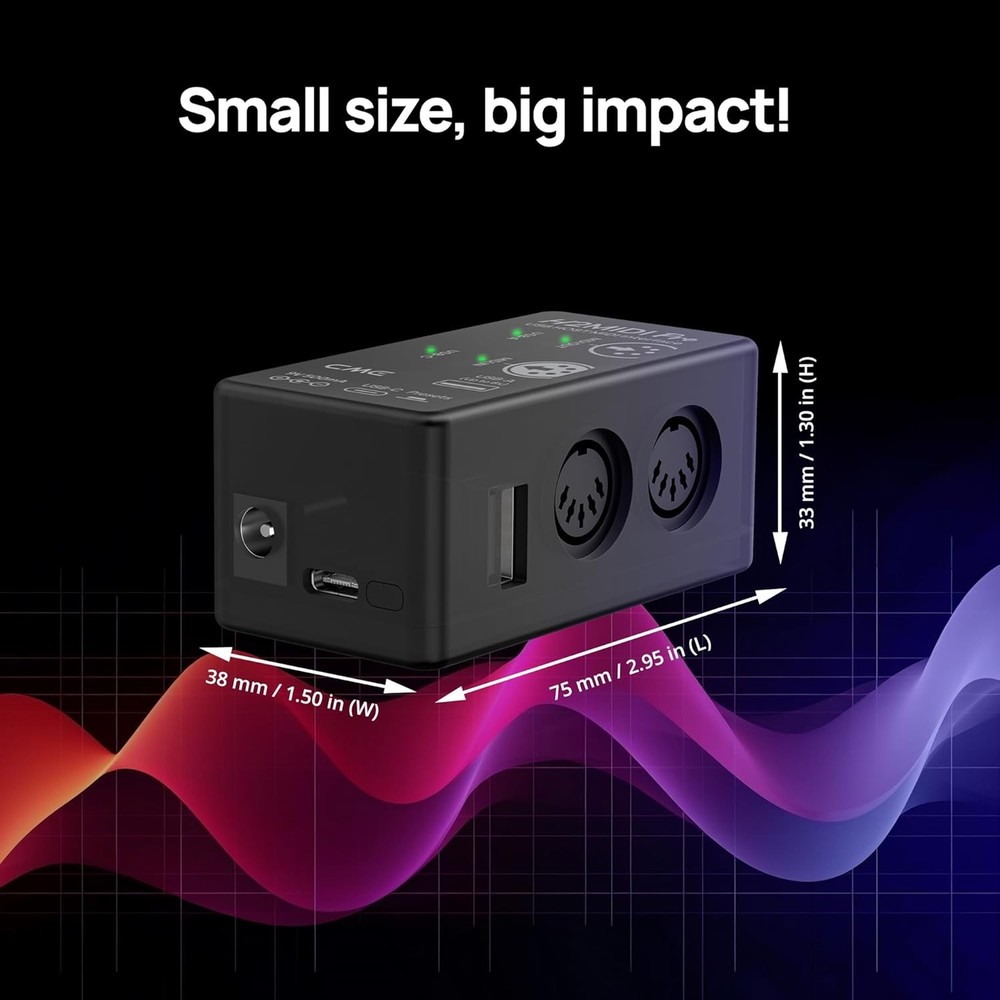 Standalone USB MIDI Host Interface USB C To 5 Pin DIN MIDI Hub Adapter Box