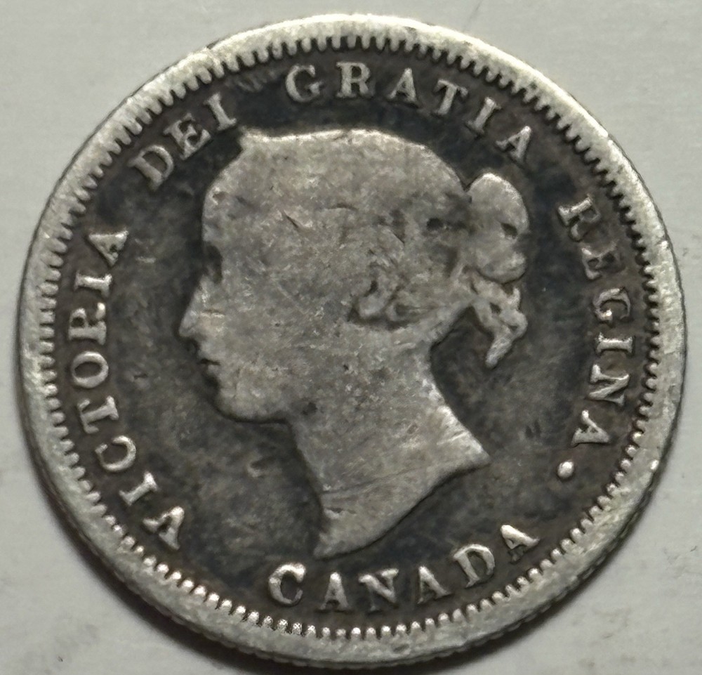 🇨🇦 1858 Canada 5 Cents Silver Coin — Circulated