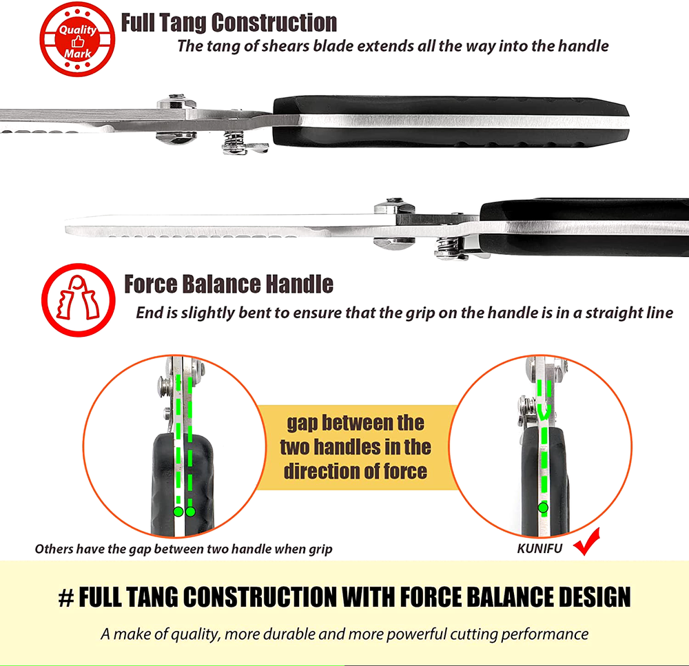 KUNIFU Multi-Function Poultry Shears Spring Loaded Heavy Duty Sharp Stainless