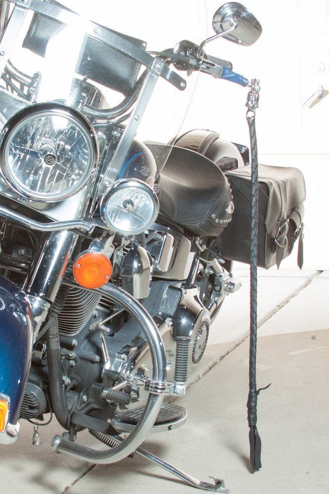 Motorcycle "getback" whip!  BLACK, hand braided