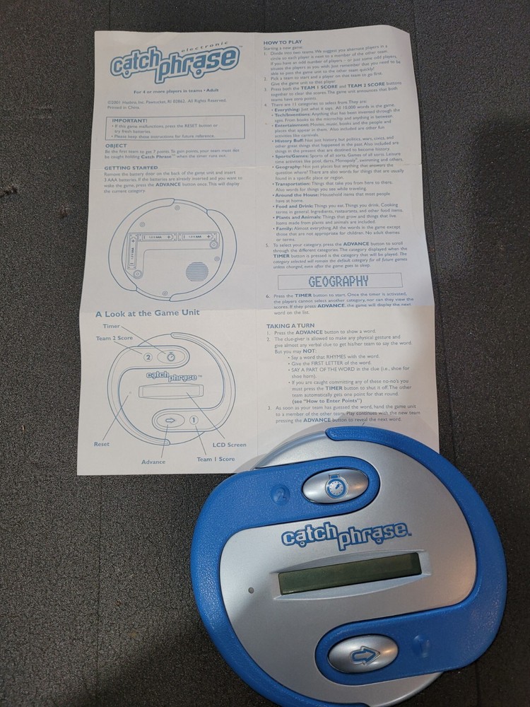 Hasbro 5712 Electronic Catch Phrase With Directions/manual Working Tested