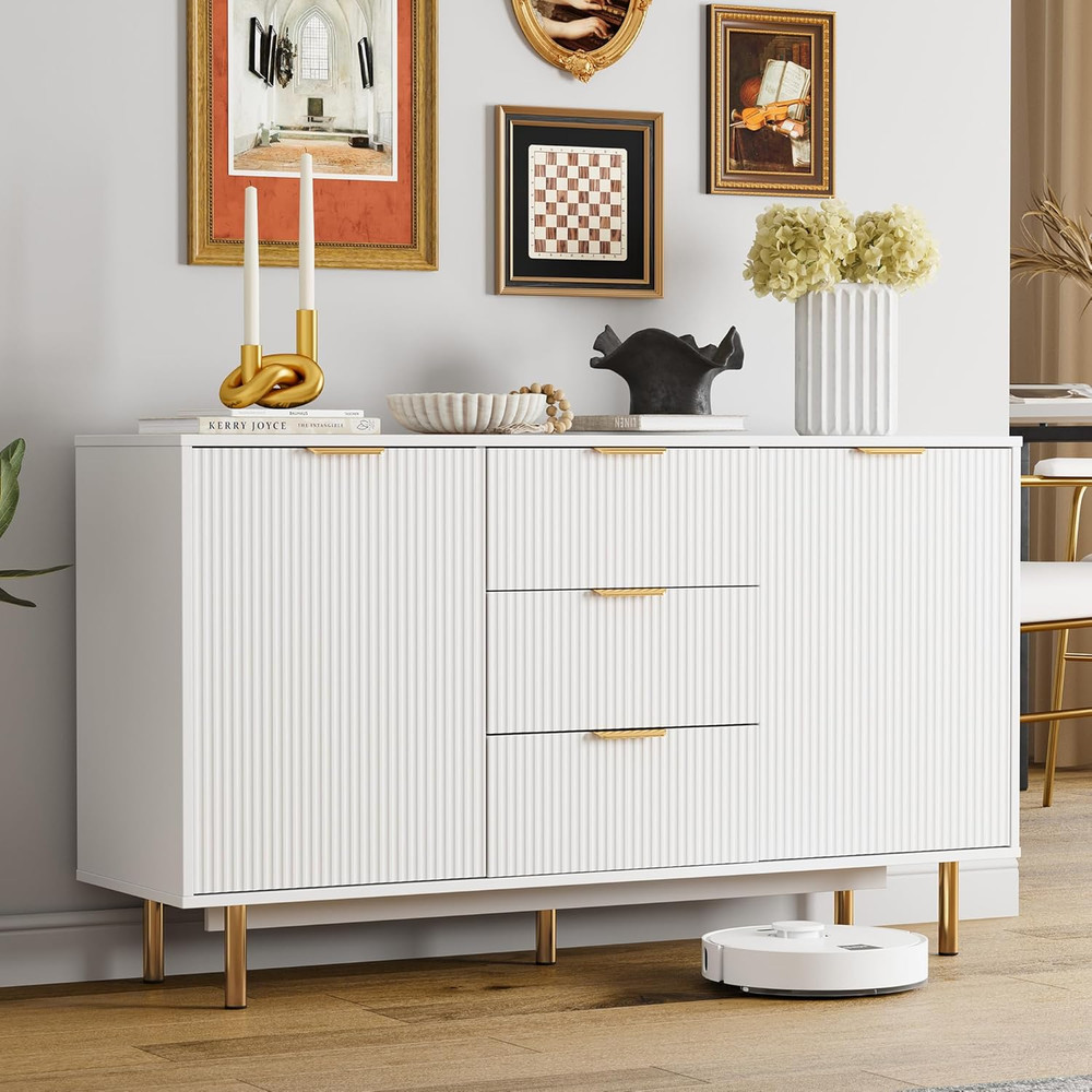 Modern 55" Sideboard Buffet Cabinet with Storage, White