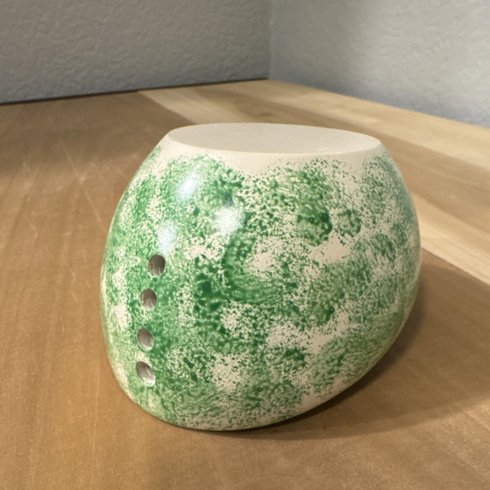 Small Green Speckled Oval Colander, Herb Stripper