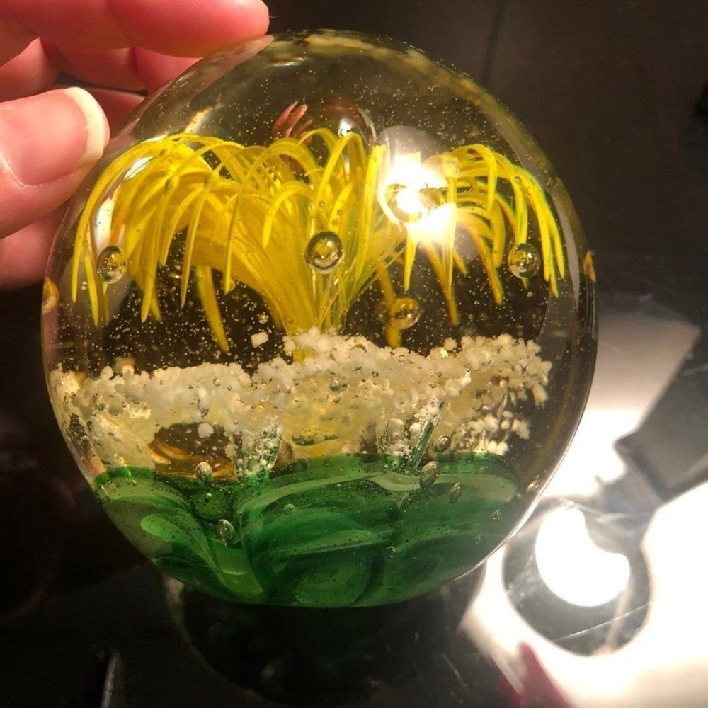 ISP Home Exploding Flower Heavyweight Art Glass Paperweight