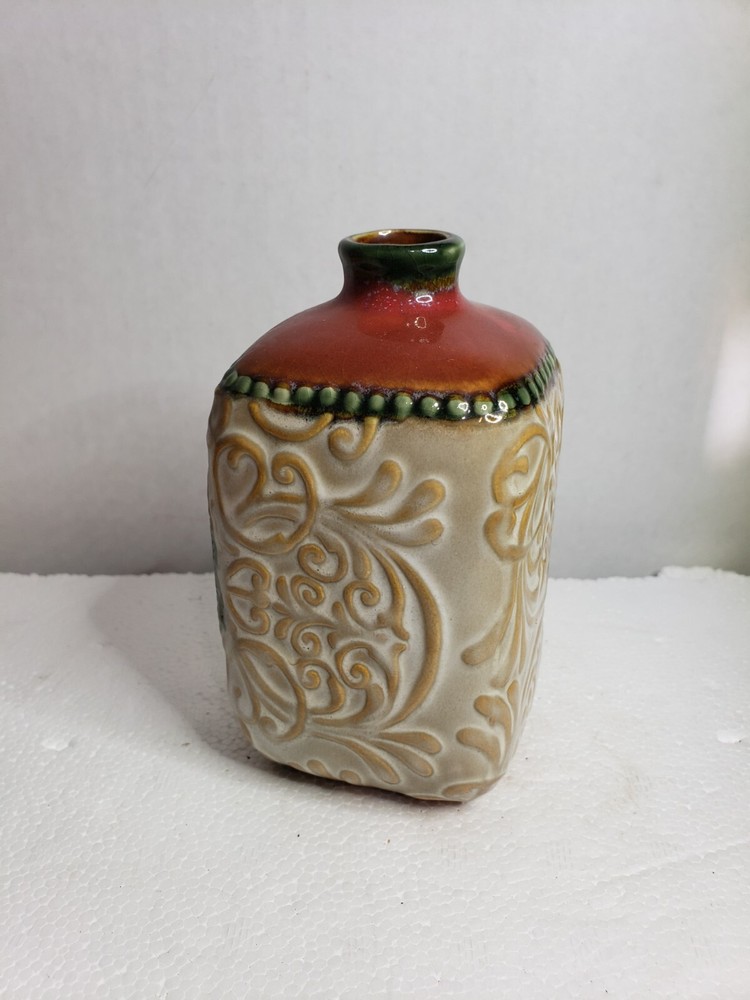 Decorative Ceramic Bottle Vase Cardinal Red Bird
