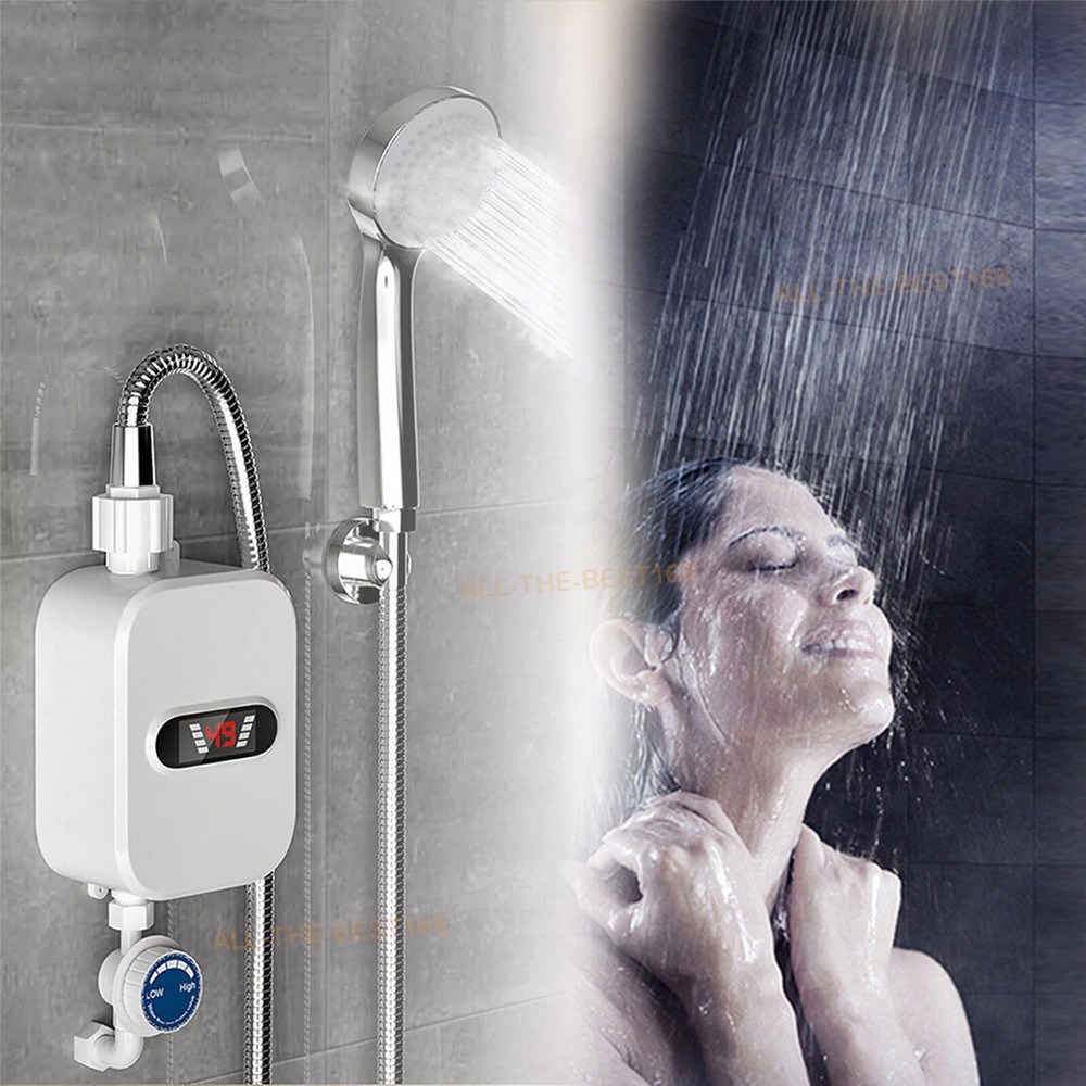 3500W Electric Tankless Instant Water Heater LED Indicator Hot Water Shower Set