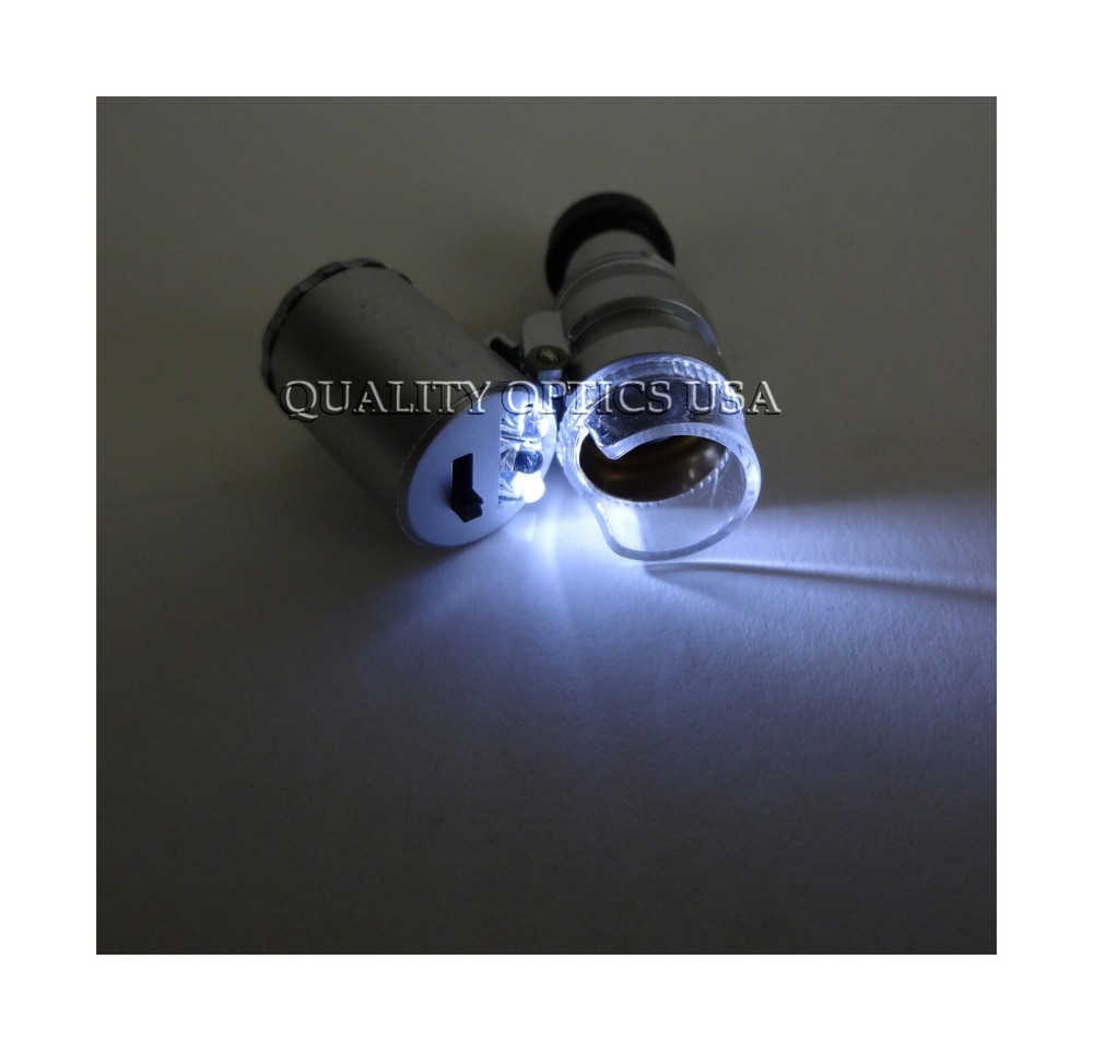 Quality Optics USA Illuminated Mini Microscope 2-Function 60x Magnifier UV/LED