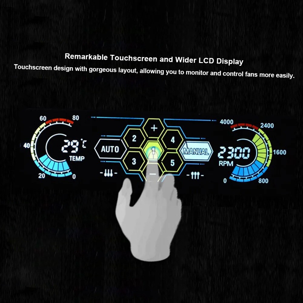 5.25" PC Front Chassis Panel Touch Screen 5 Fan Controller Temperature Monitor