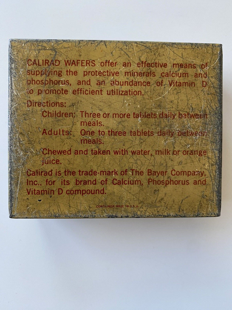 BAYER CALIRAD WAFFERS TIN 18 Tablets Empty 3 1/4" X 2 3/4" NICE