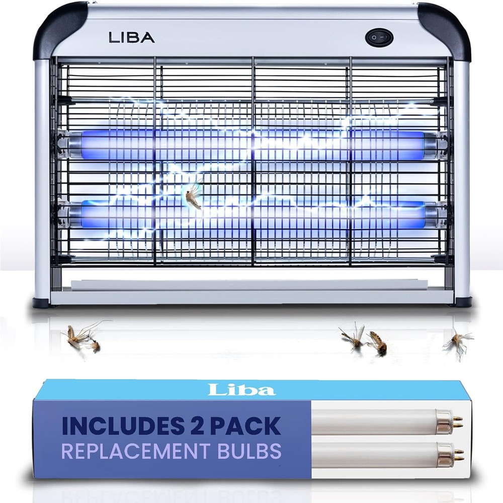 LiBa Electric Bug Zapper Indoor Insect Killer - (2) Extra Replacement Bulbs Powe