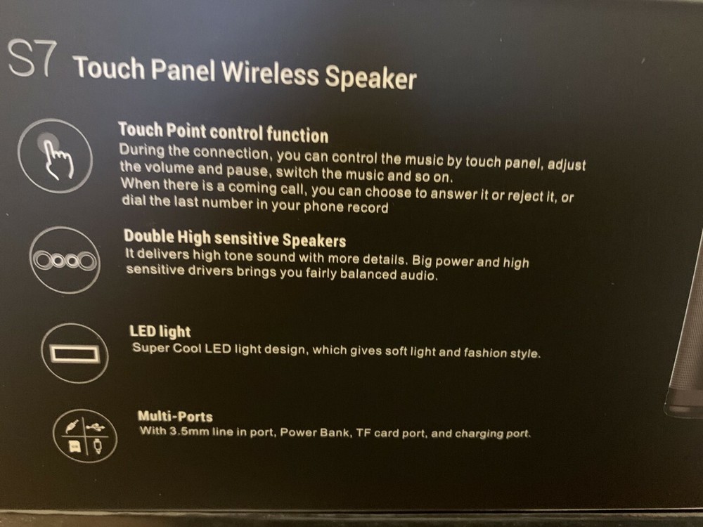 ZEALOT S7 Bluetooth Wireless Speaker, Touch Panel Multiport Input, Aux power out