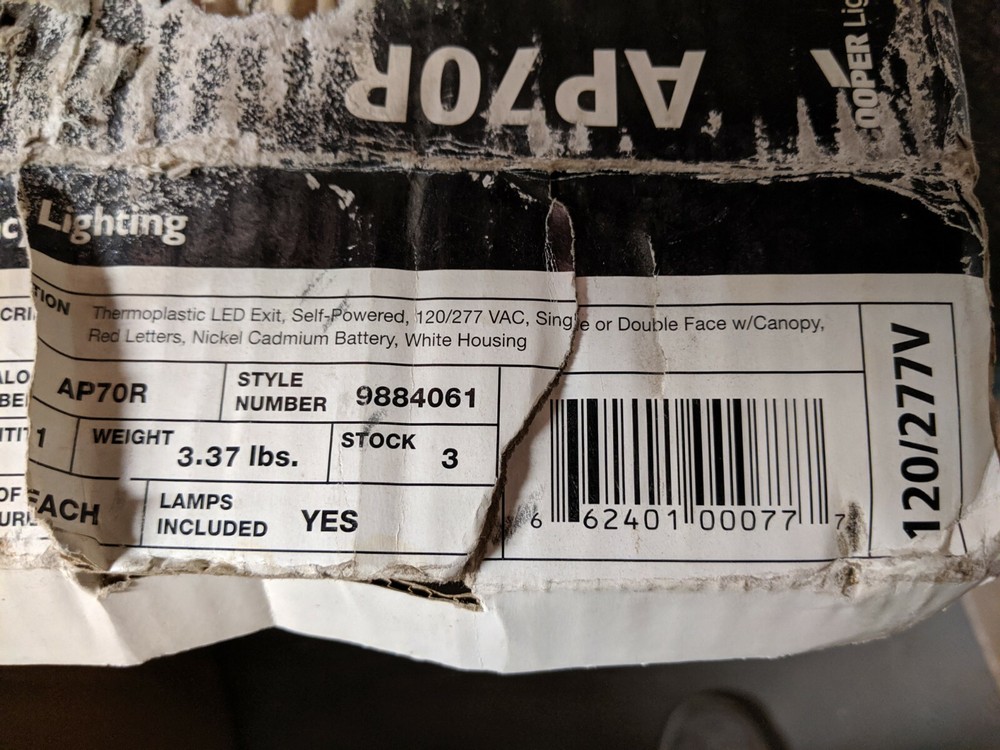 LED Exit Sign Emergency Light Self Powered 120/277 VAC 60 Hz New