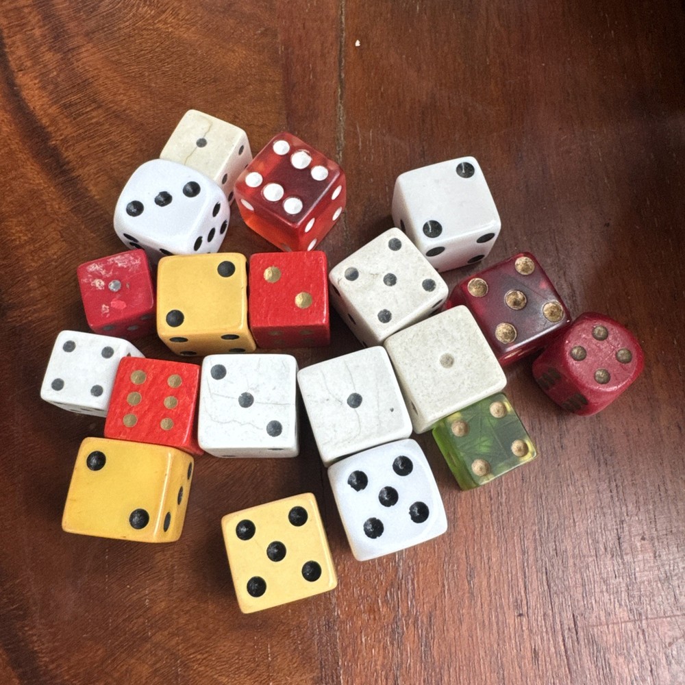Antique Bone Dice Assortment Solid Plastic Retro Dice Set Collection Gambling