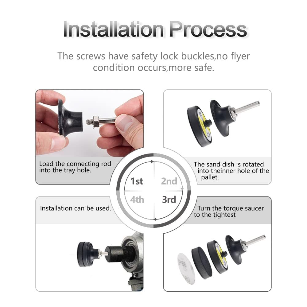 9 Pack 2 Inch Versatile Die Grinder Attachment Kit Roll Lock Pad Holders,...