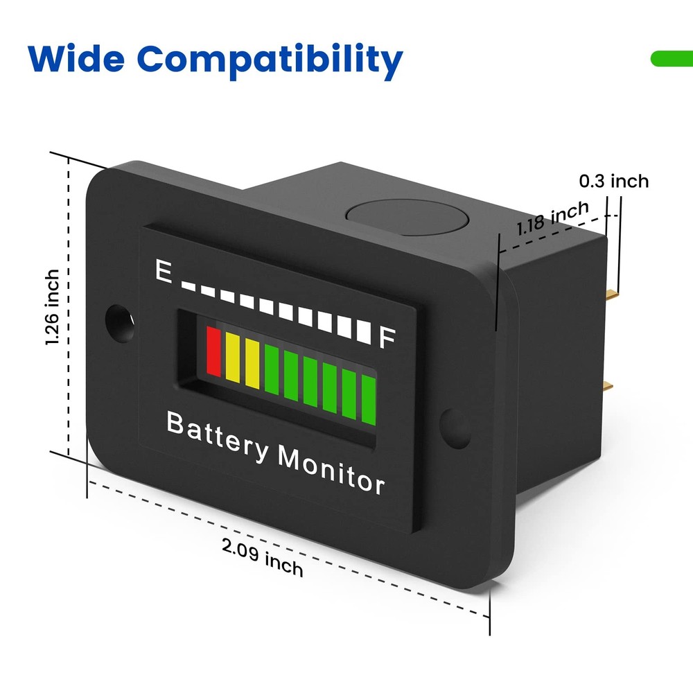 LED Battery Level Indicator, Universal Golf Cart Meter Support BM210
