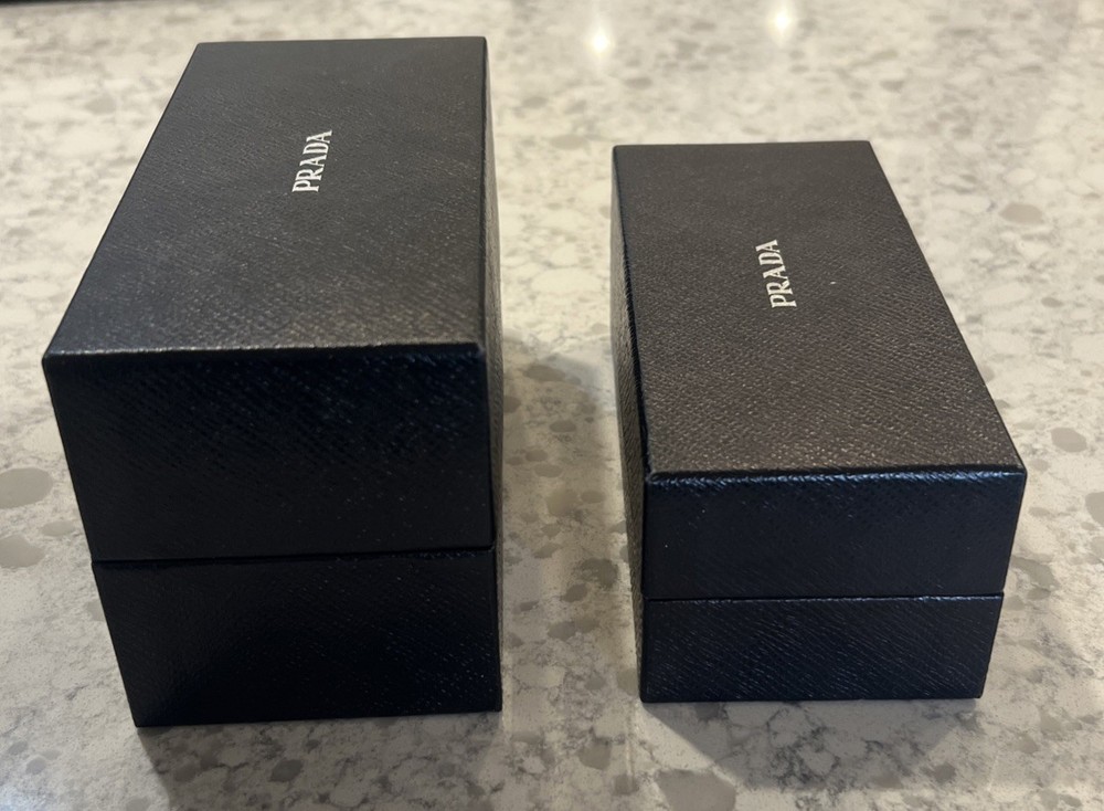 (2) PRADA Empty Black Sunglasses/Eyeglasses Gift Box. Preowned VG Condition.