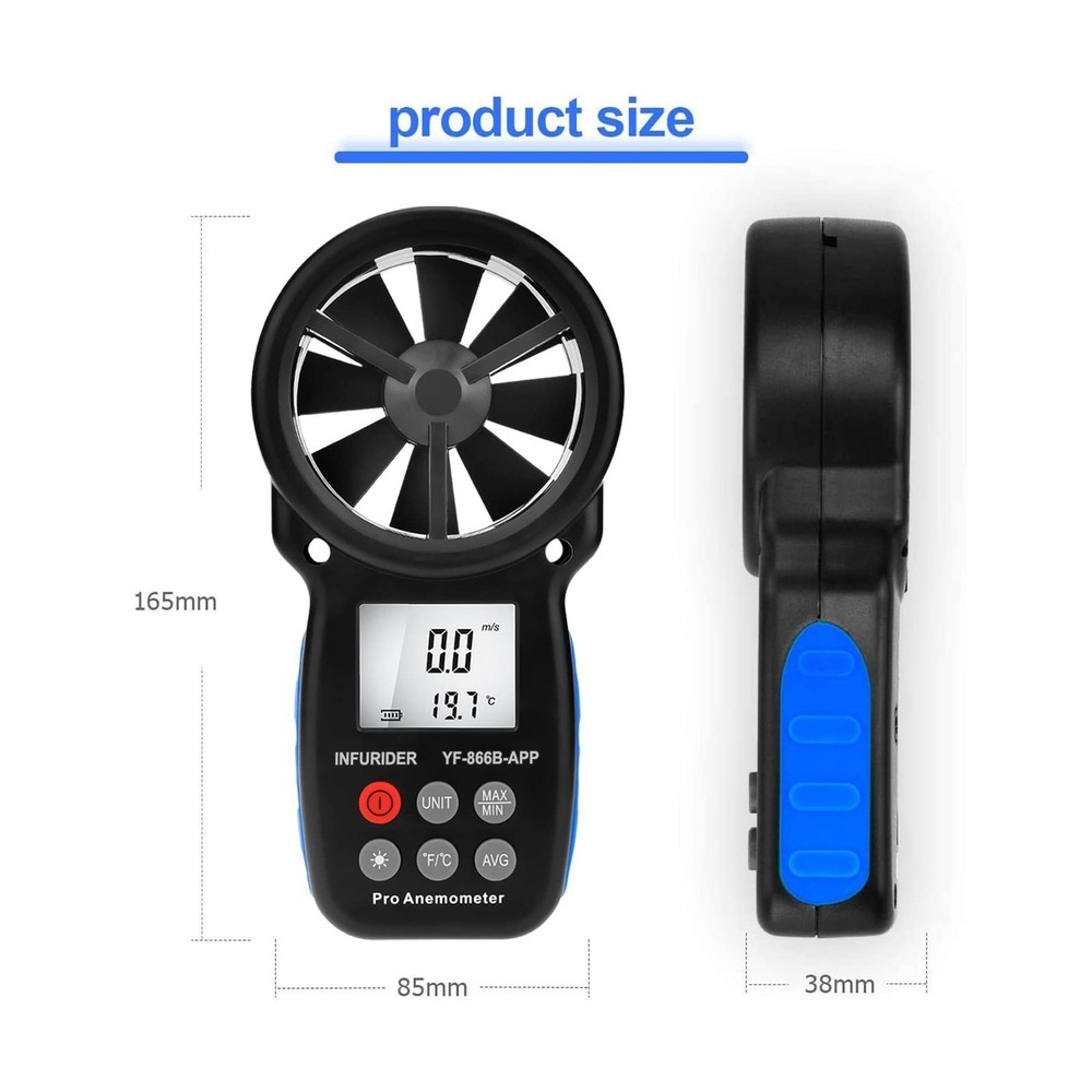 Digital Wireless Anemometer with APP via Bluetooth, Handheld Wind Speed Meter...