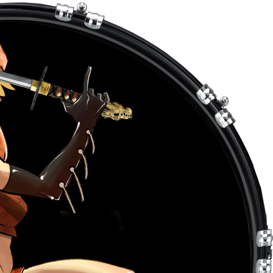 20" Custom Bass Kick Drum Front Head Graphical Graphic Pin Up Samurai