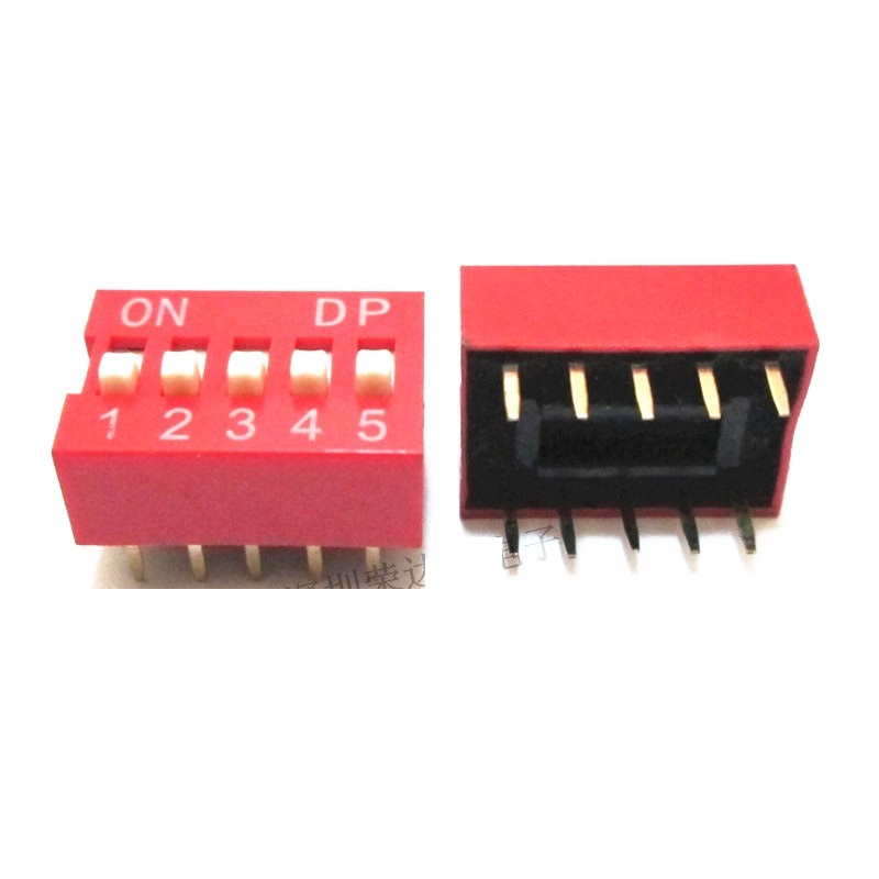 10Pcs Slide Type Switch Module 2.54mm 5-Bit 5 Position Way DIP Red Pitch