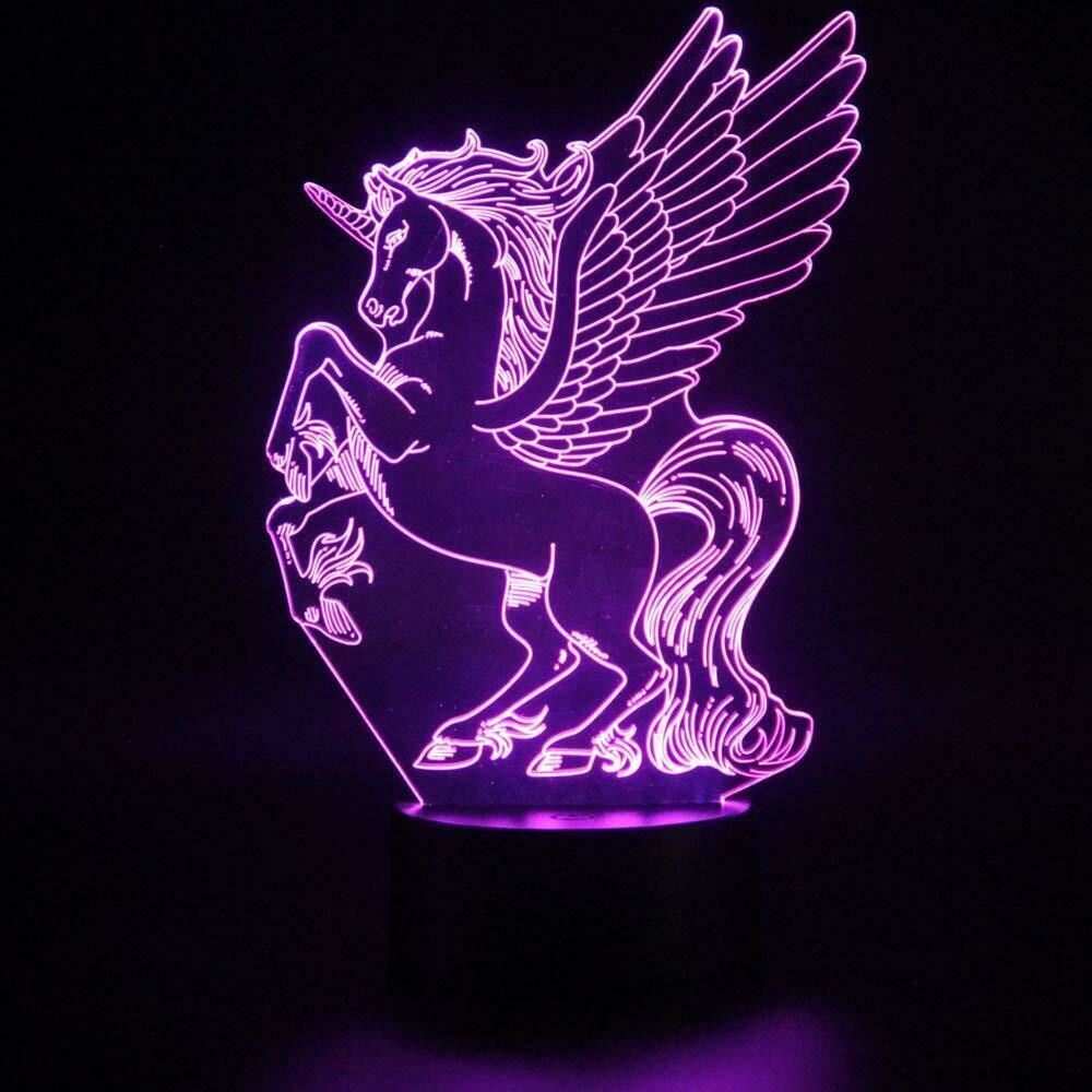 Unicorn Wings Pony 3D Nightlight Visual Illusion LED Colour Change Flash Lamp