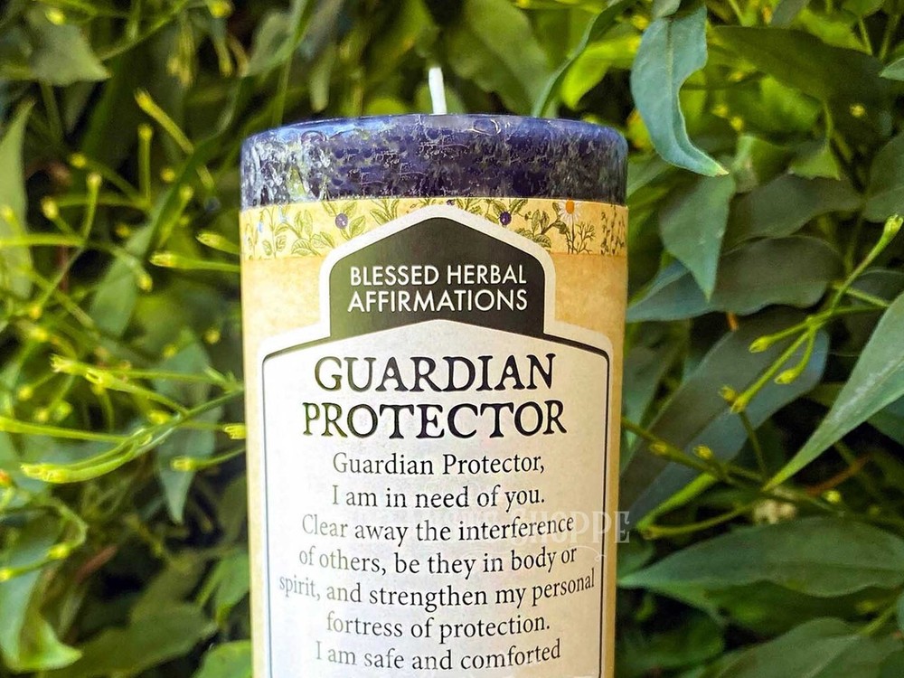 Guardian Protector Black Affirmation Pillar Candle Cinnamon Juniper Sage