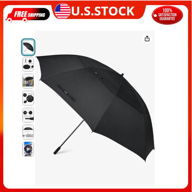 80 Inch Huge Large Oversize Golf Umbrella Double Canopy Vented Windproof Stick
