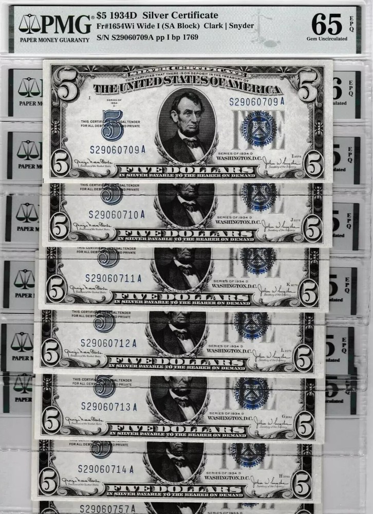 $5  1934  SILVER CERTIFICATE BANKNOTE ""Price for one note""